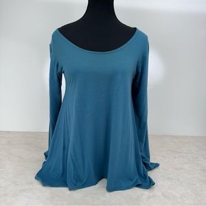 Long Sleeve Tencel Swing Top from advika in Teal -Lg